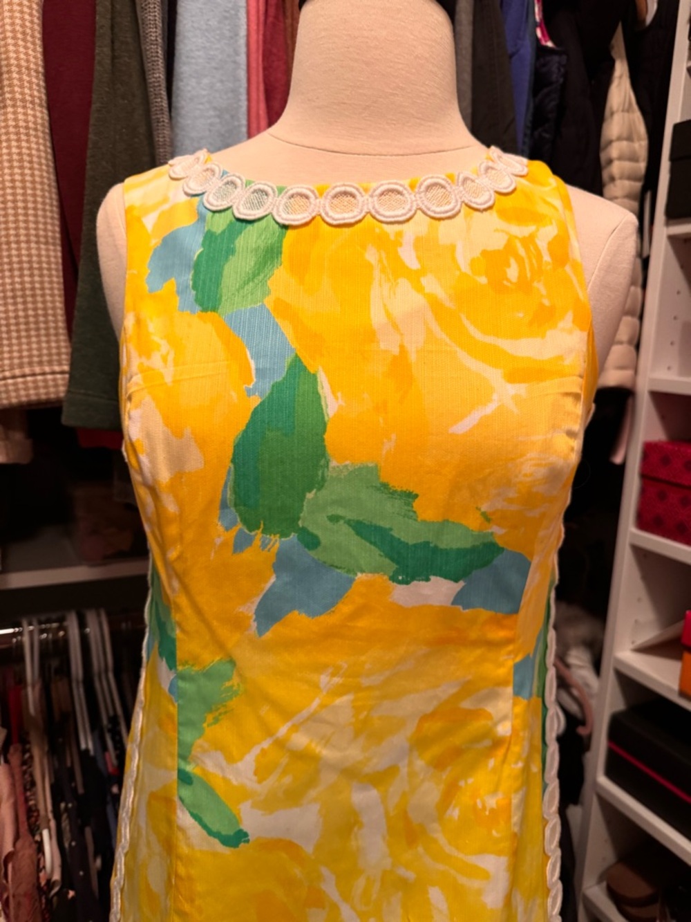 Lilly Pulitzer Yellow Floral Dress with White Interior